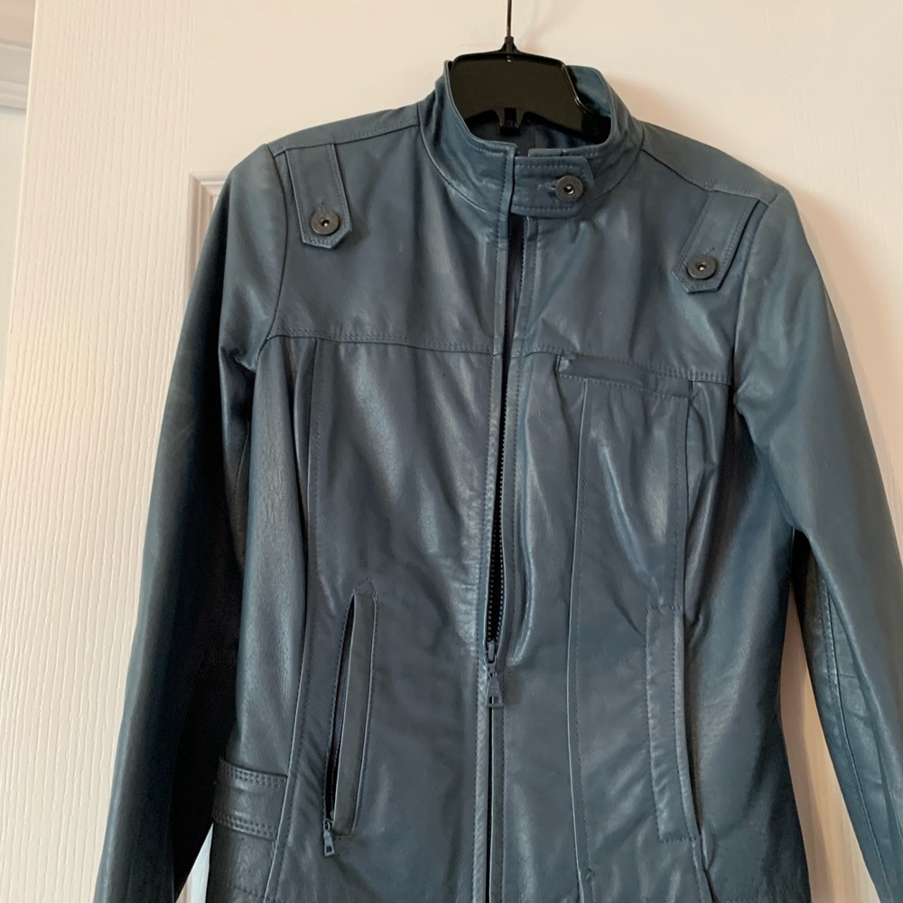 Danier leather jacket, teal colour